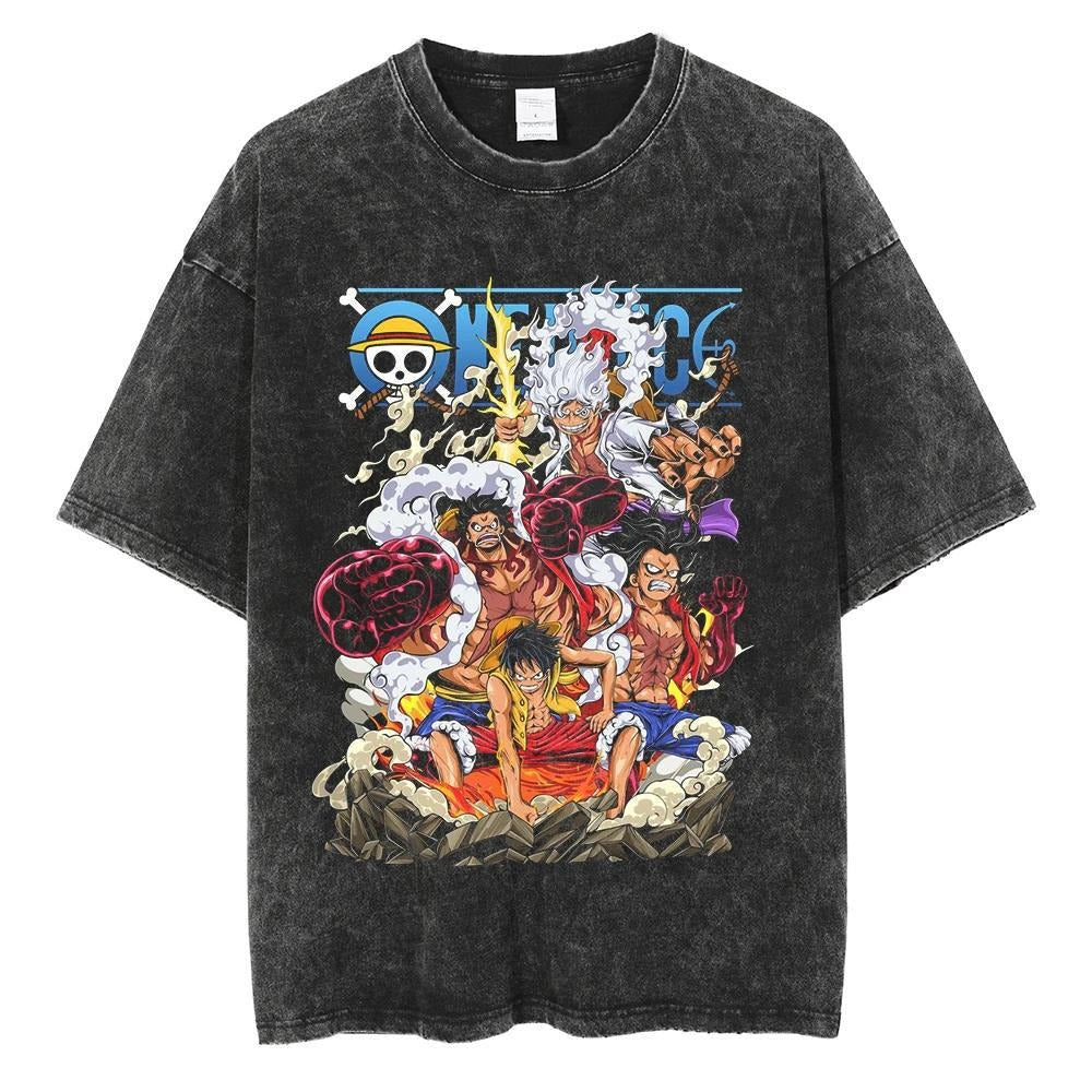 Retro One Piece Luffy printed T-shirt Unisex