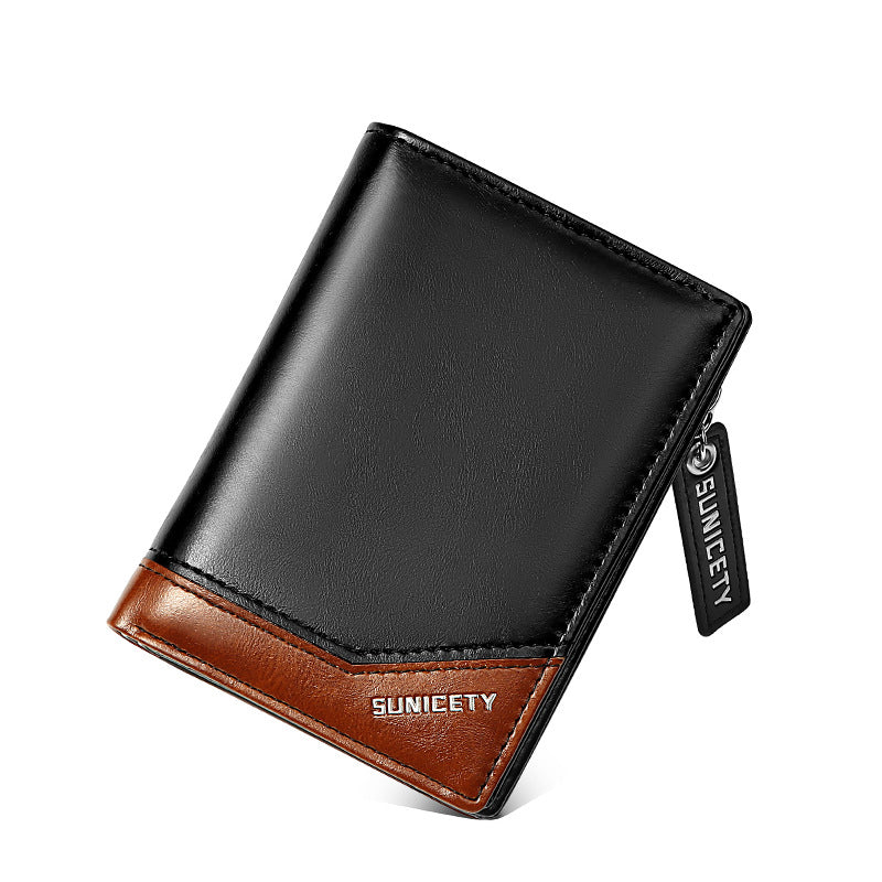 Men's RFID PU Leather Multi-Function Zipper Wallet