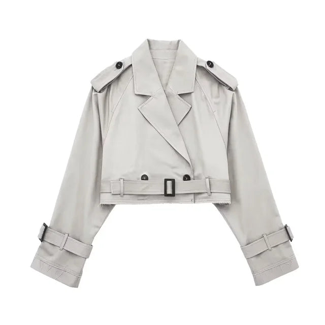 High-quality women's fashion windbreaker coat with belt