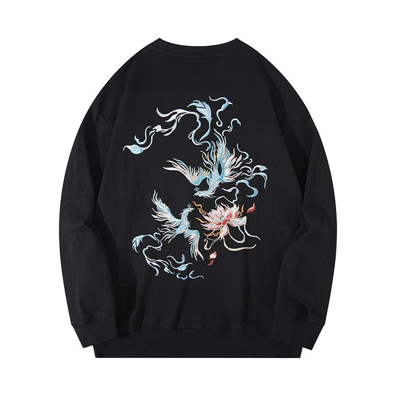 Chinese style phoenix embroidered sweatshirt