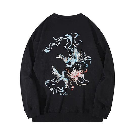 Chinese style phoenix embroidered sweatshirt