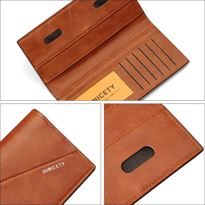 Men's Multi-Function Anti-Theft Soft Leather Wallet - Ultra-Thin Two Fold