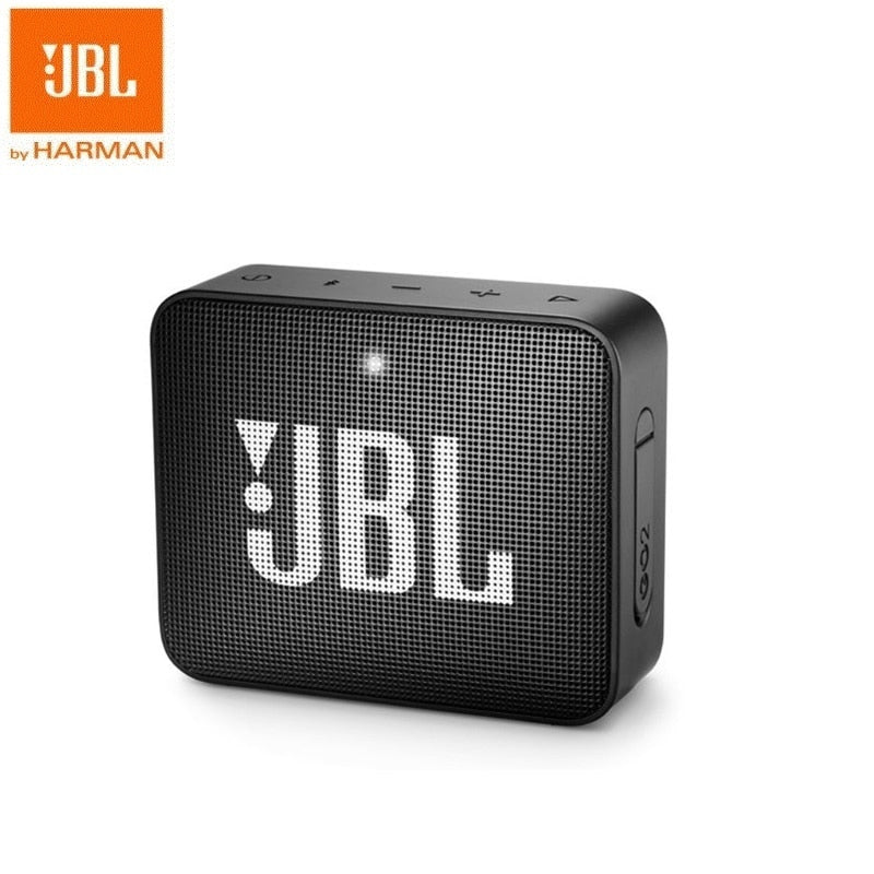 JBL Go 2 mini portable wireless Bluetooth speaker, IPX7 waterproof with subwoofer bass effect.