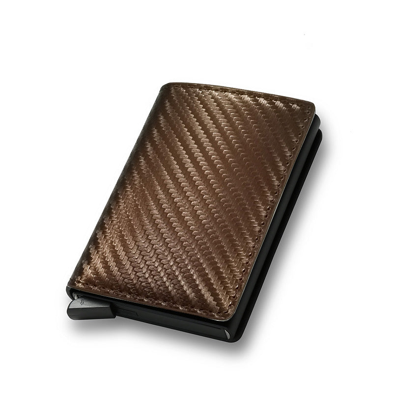 RFID Anti-Theft Carbon Fiber Pop-Up Card Holder Wallet