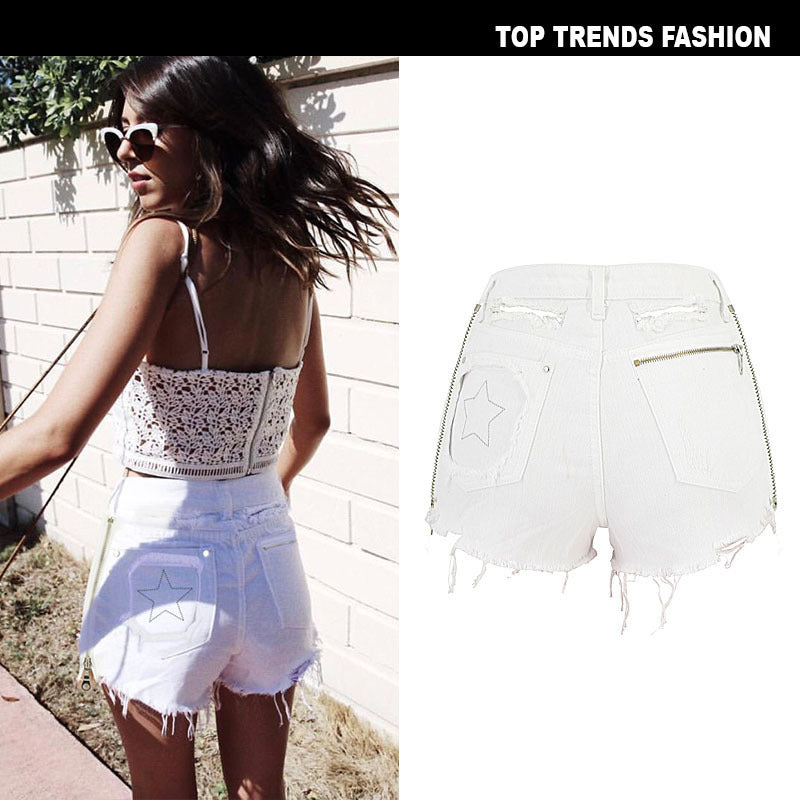 high-waist denim shorts