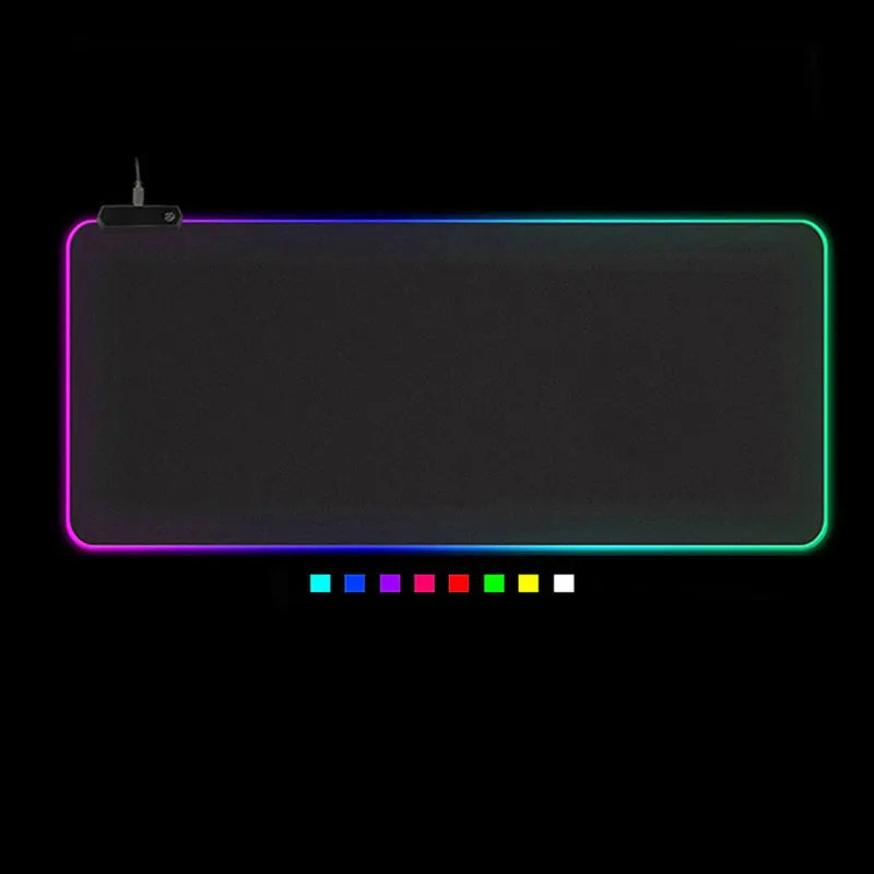 RGB LED gaming mouse pad, large non-slip rubber base, perfect for keyboard and PC gaming.