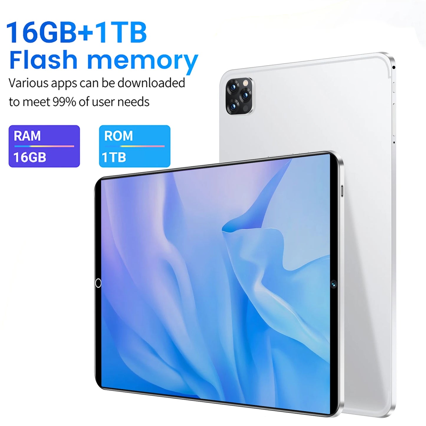 2024 New 5G Tablet: 11.6'' Android 11, 16GB RAM, 1TB ROM, Dual Cameras, Dual SIM, WiFi, Type-C