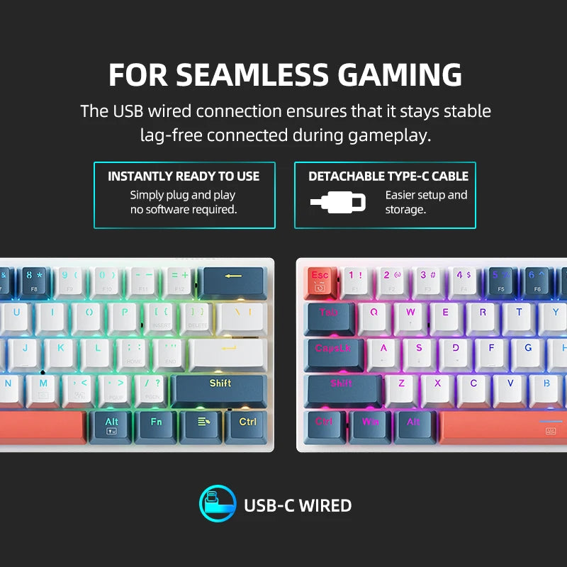 Machenike K500-B61 Mini Mechanical Keyboard: 60%, RGB, Hot-Swappable