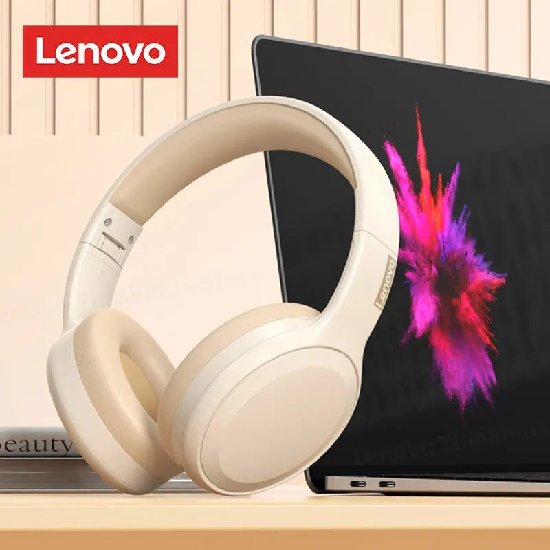 Lenovo TH30 Wireless Bluetooth 5.3 Headphones: Foldable Gaming Headset with Mic, 250mAh