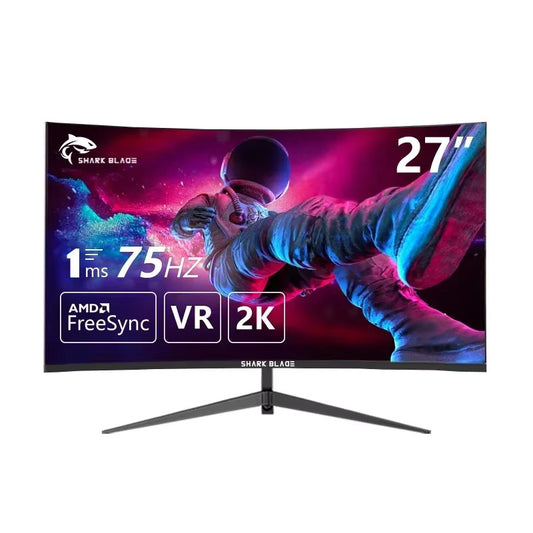 27-inch 2K monitor, 75Hz, 2560x1440 LED display for desktop PC gaming, flat panel screen.