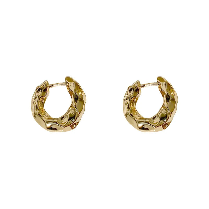 Retro Gold Irregular Hoop Earrings: Geometric Drop Jewelry