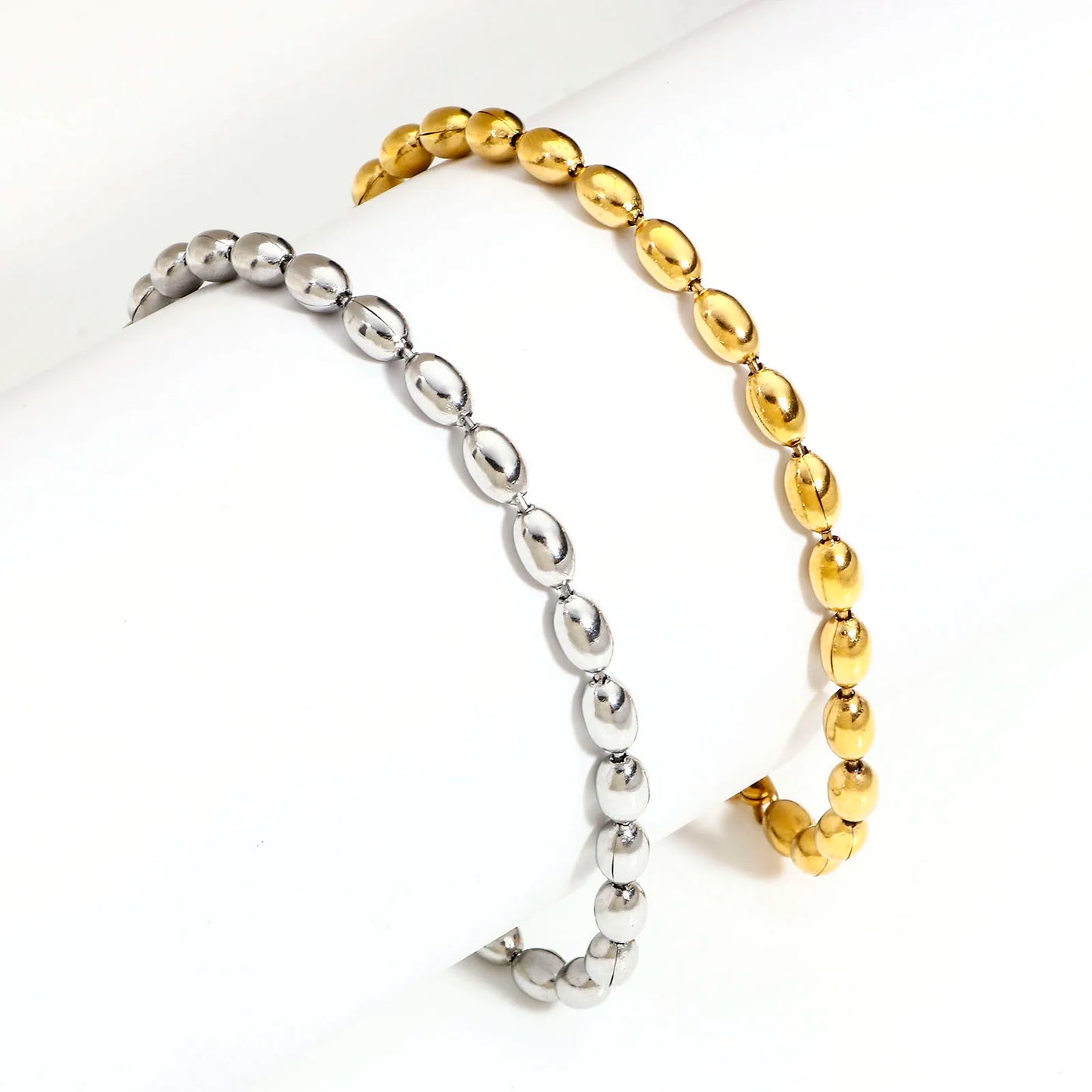 Stainless Steel Ball Chain Bracelet: Waterproof Beaded Jewelry, 17cm