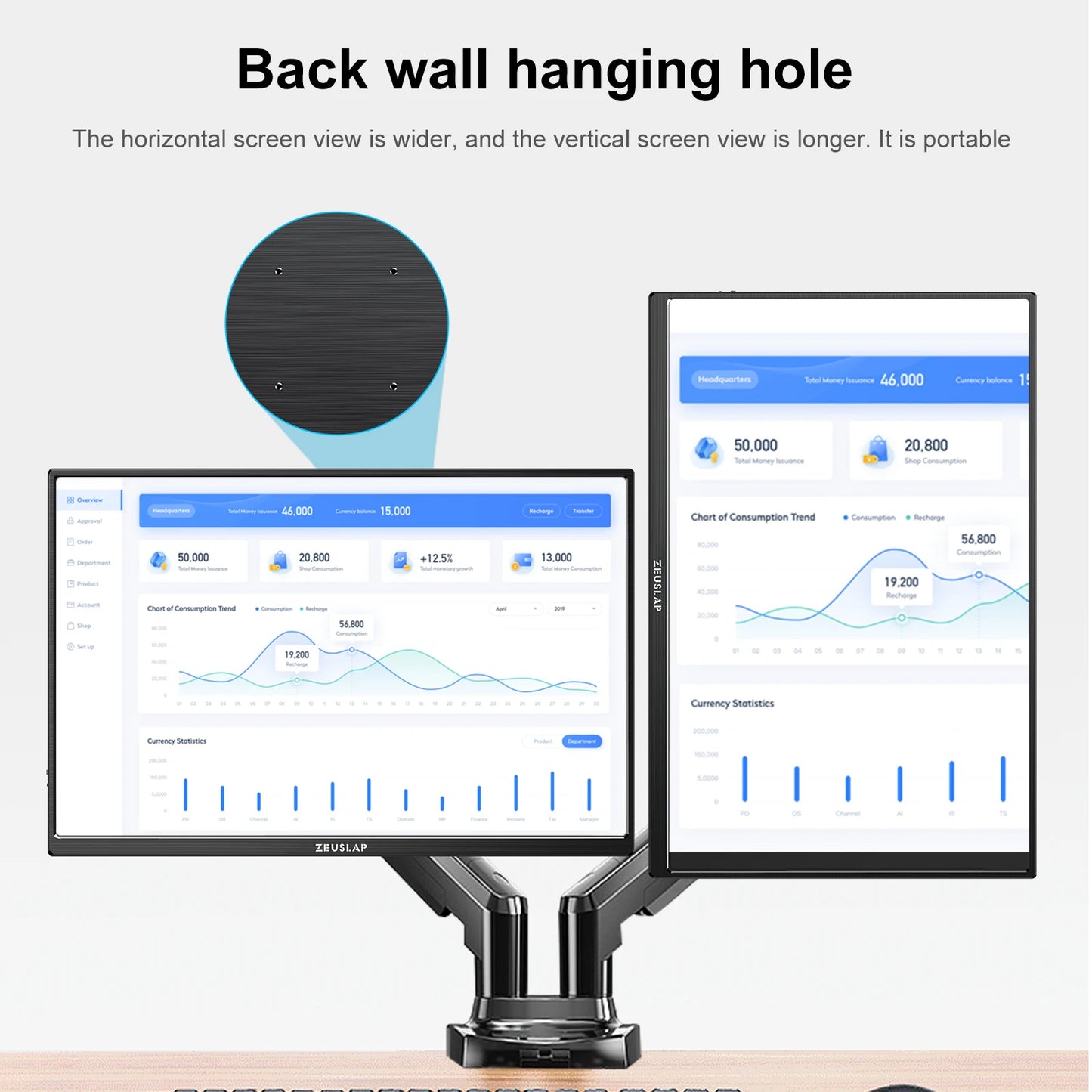 ZEUSLAP 16" 2.5K 144Hz Portable Monitor: 100% sRGB, 500Cd/m² for Laptop, Switch, PS4/5, Xbox