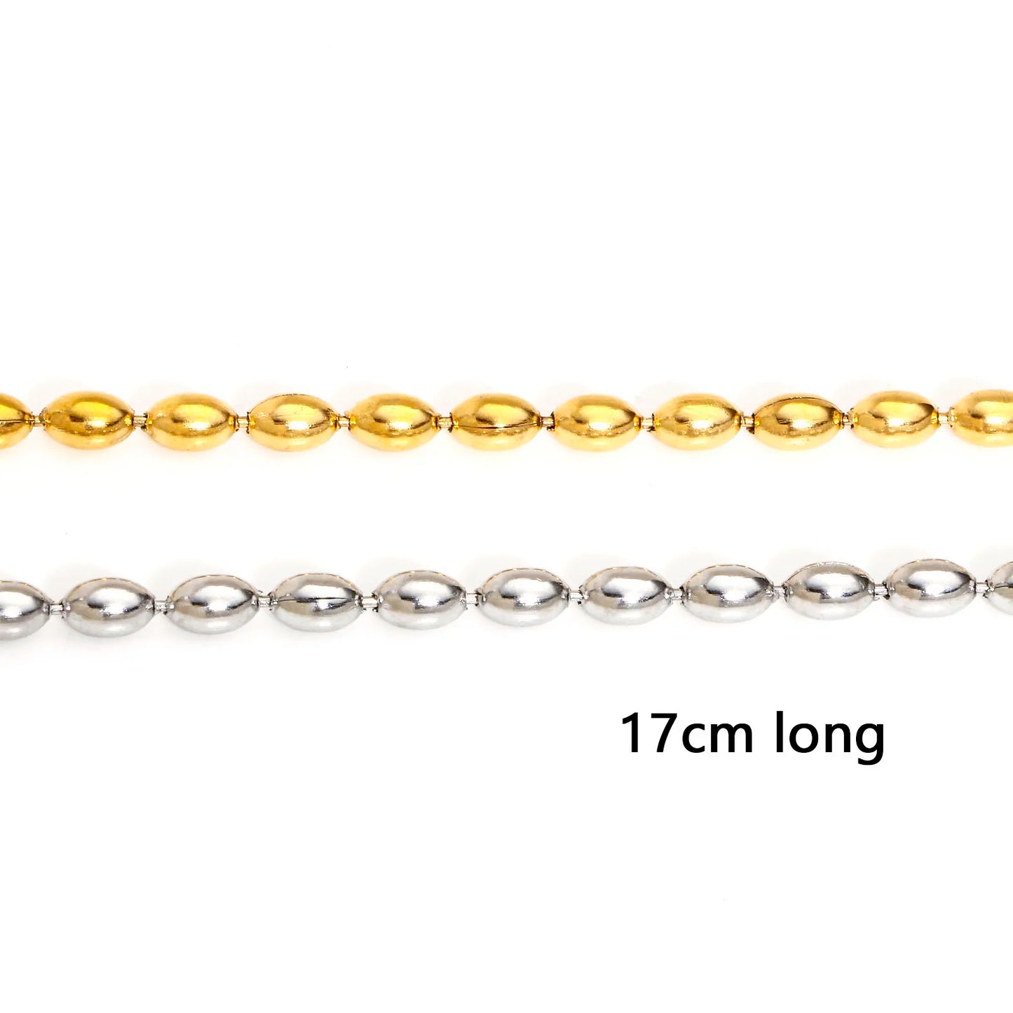 Stainless Steel Ball Chain Bracelet: Waterproof Beaded Jewelry, 17cm