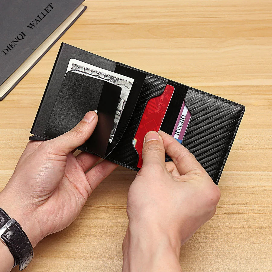 Carbon Fiber RFID Slim Wallet: Automatic Pop-Up Credit Card Holder