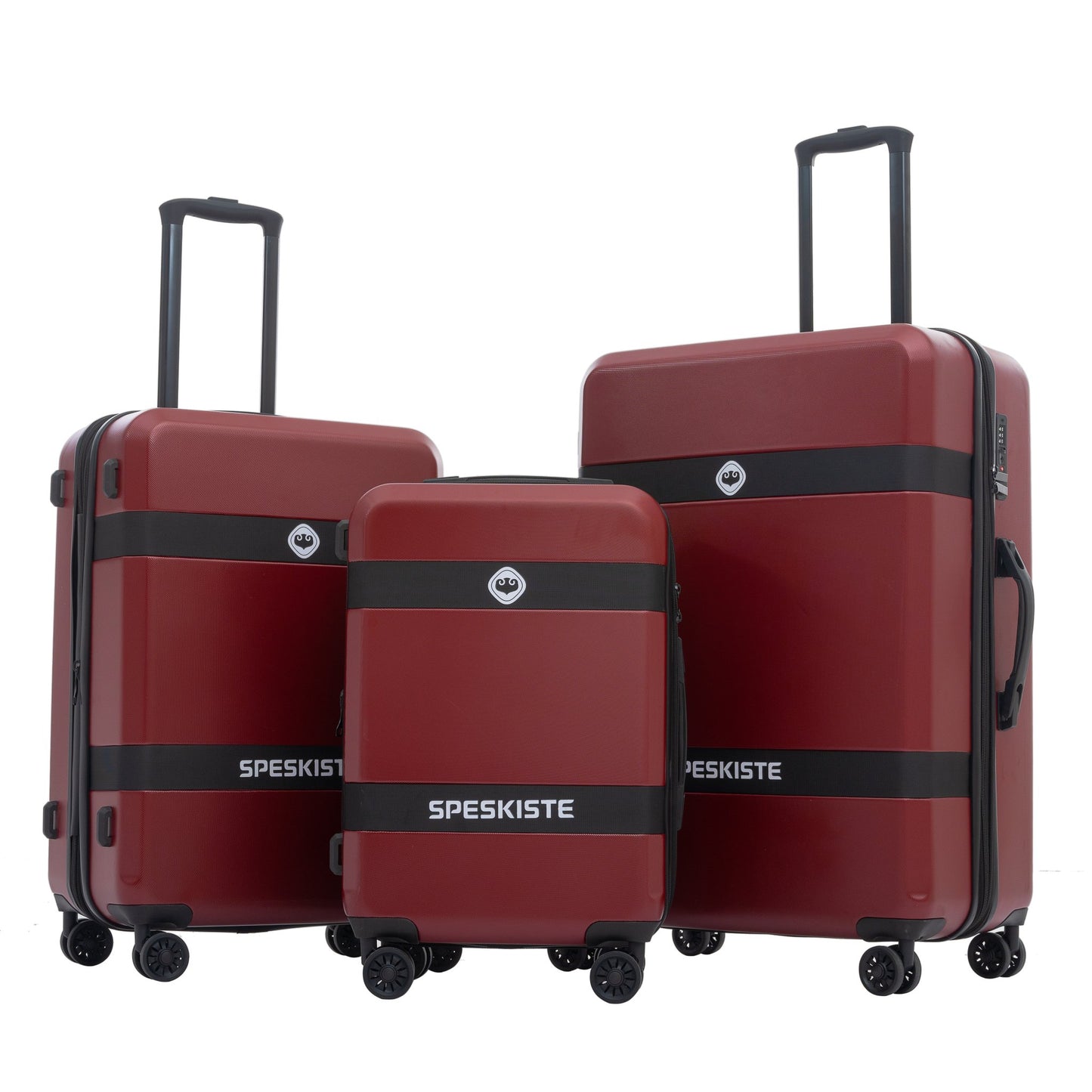 Expandable ABS+PC 3-Piece Luggage Set, Spinner Wheels, Lightweight, TSA Lock (20/24/28), Red